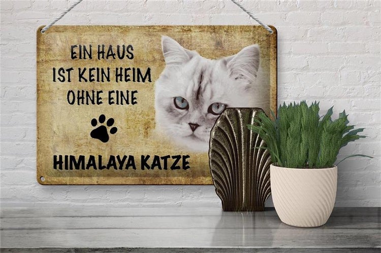 Blechschild Spruch 30x20cm Himalaya Katze ohne kein Heim