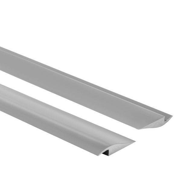 Zwei Aluminium Übergangsprofile mit flacher Wölbung für Bodenbeläge