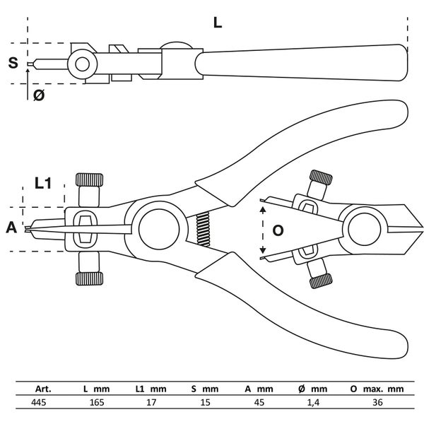 BGS Sprengringzange für Außensicherungen 165 mm - 445