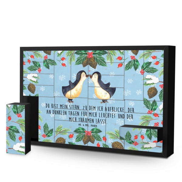 Mr. & Mrs. Panda Befüllbarer Adventskalender Pinguin Liebe - Blau Pastell