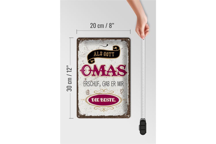 Blechschild Spruch Gott gab mir die beste Oma 20x30cm