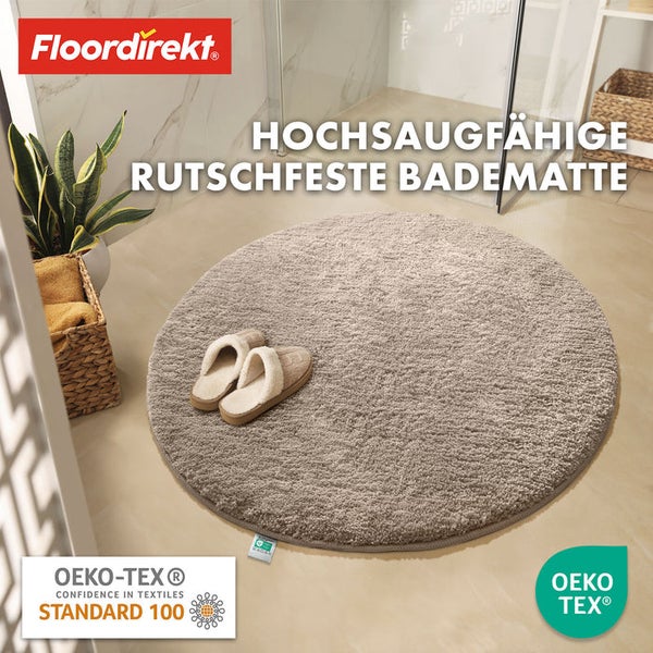 Hochflor Badematte, rutschfest, saugfähig, mit Hausschuhen