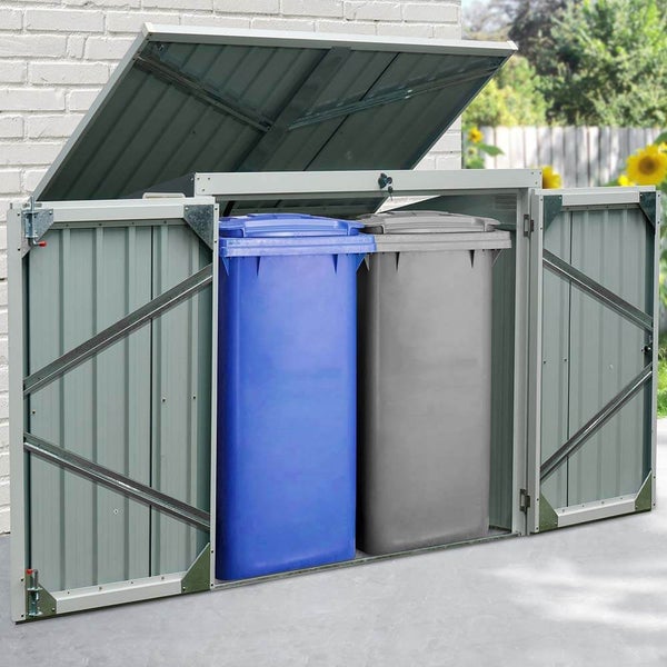 Home Deluxe - Mülltonnenbox BASURA M - Maße 158 x 101 x 134 cm, Raumfläche 1,3 m² - für 2x 240 L Mülltonnen I Mülltonnenbox, Gartenbox