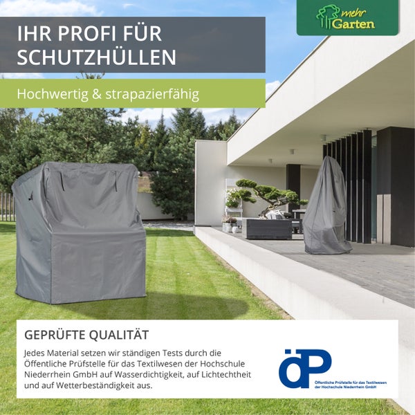 Mehr Garten - Premium Sonnenschirm-Abdeckhaube: 295 (H) x 45/65 (B) cm I Geeignet für Schirm rund bis Ø500 cm I Schutzhülle für Sonnenschirme, wasserdicht & wetterfest (Oxford 600D Gewebe), Lichtgrau