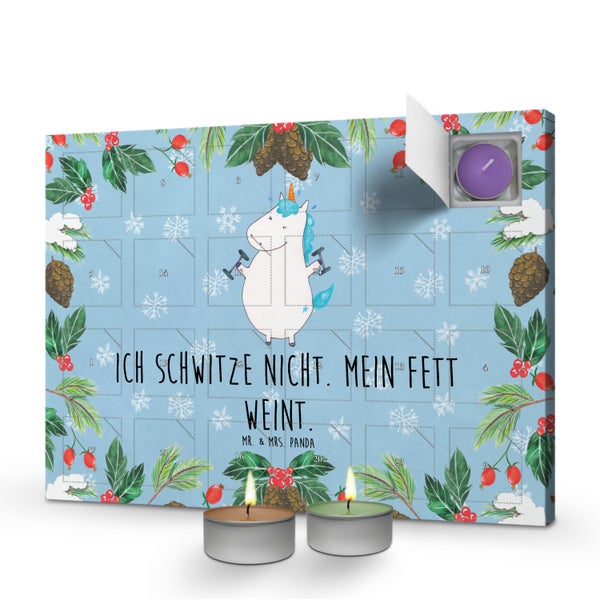 Mr. & Mrs. Panda Duftkerzen Adventskalender Einhorn Fitness - Blau Pastell