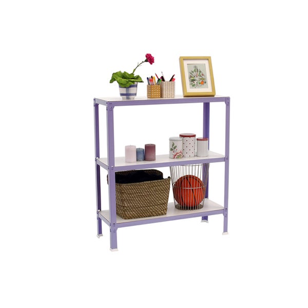 PROREGAL Wohnregal Living Koala Wood mit 3 Fachböden HxBxT 90 x 100 x 30 cm Fachlast 150 kg Lila/Weiß