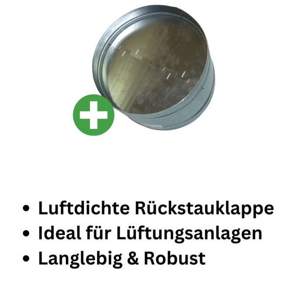 Rückstauklappe Abluft 250 mm – Verbindungsstück für Rohrlüfter, Lüfteranlagen, Klimaanlagen