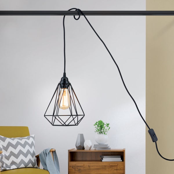 Anschlusskabel 4 m mit Stecker & E27-Fassung – Textil, für DIY-Leuchten Schwarz