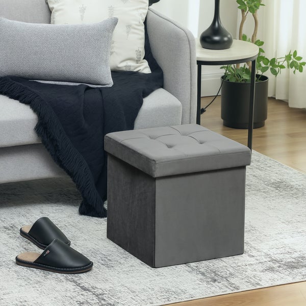 Gepolsterter Hocker mit Chenille-Stoff und 10 cm dicker Schaumstoffpolsterung