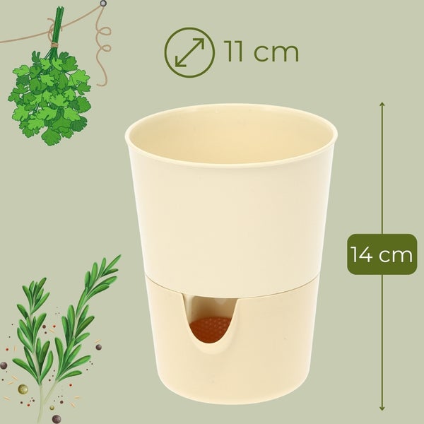 Blumentopf aus Kunststoff, 11 cm Durchmesser und 14 cm Höhe