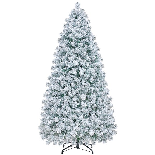 Künstlicher, beschneiter Weihnachtsbaum auf einem Metallständer