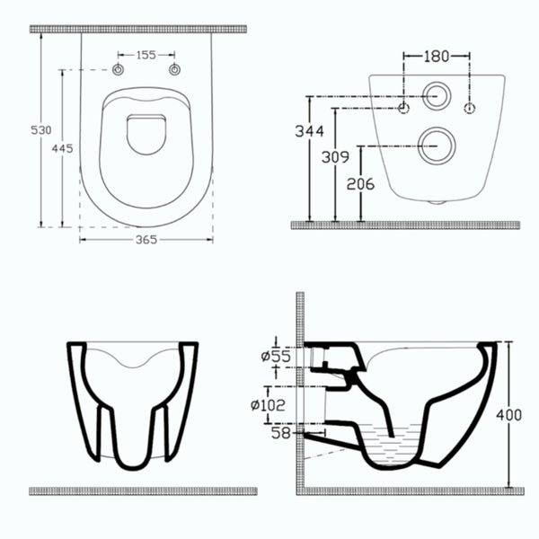 Isvea WC Toilet Badezimmer Wand-WC Lachsrosa mit Softclose-Sitz