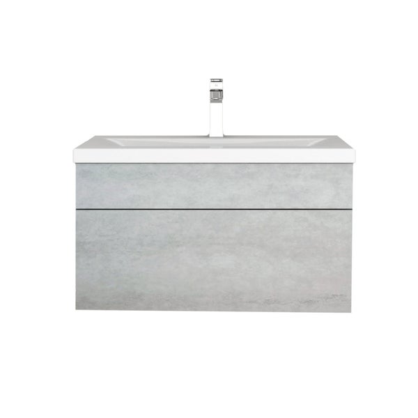 Home Deluxe - Badmöbel-Set - WANGEROOGE Grau - Small - inkl. Waschbecken und komplettem Zubehör - Breite Waschbecken: 60 cm | Badezimmermöbel Waschtisch Badmöbelset