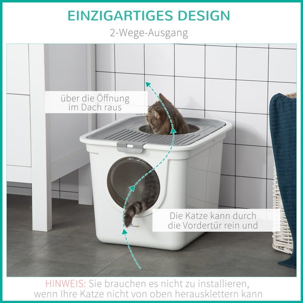 PawHut Katzentoilette, 44L x 55B x 39H cm, PE, Weiß