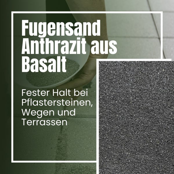 Anthrazitfarbener Fugensand aus Basalt zur Verfugung von Pflastersteinen, Wegen und Terrassen