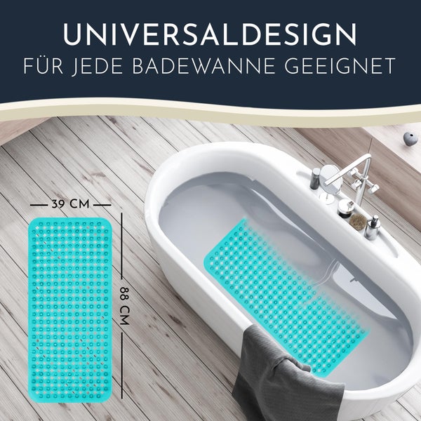 Homerella Badewannenmatte rutschfest Hautsensitiv 88x39cm, INKL. AUFHÄNGUNG | Antirutschmatte Badewanne BPA frei | Duschmatte schimmelresistent & maschinenwaschbar | Badematte rutschfest