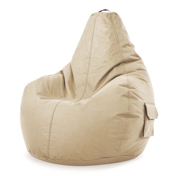 Green Bean Sitzsack mit Rückenlehne 80x70x90cm - Gaming Chair mit 230L Füllung Kuschelig Weich Waschbar - Bean Bag Bodenkissen Lounge Chair Sitzhocker Relax-Sessel Gamer Gamingstuhl Beige