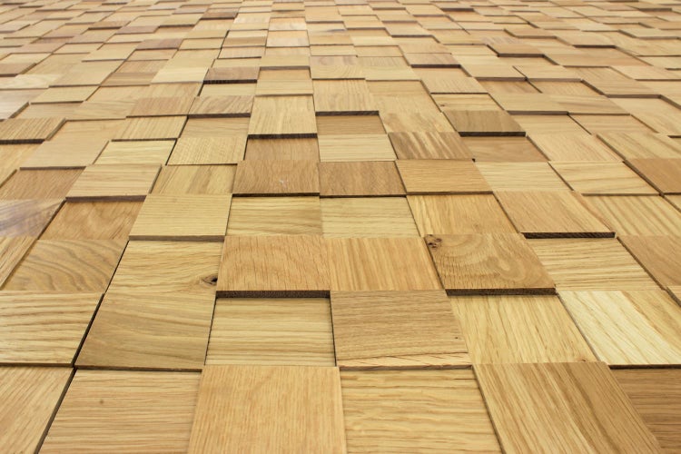 wodewa Holzmosaik Wandverkleidung selbstklebend 3D Optik Eiche, geölt 30x30cm Wandpaneele Moderne Wanddekoration Holzverkleidung Wohnzimmer Schlafzimmer