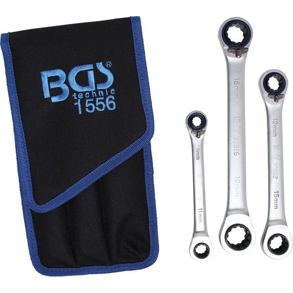 BGS Ratschen-Ringschlüssel-Satz umschaltbar 4-in-1 3tlg. - 1556