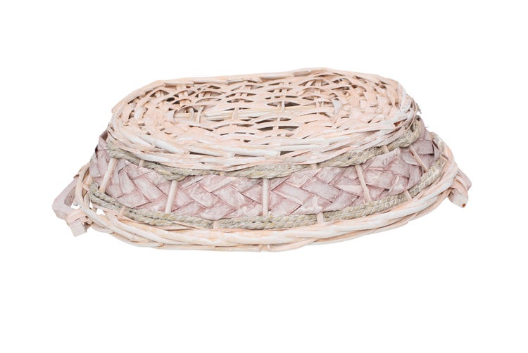 FRANK FLECHTWAREN | Schale Gekalkt, oval, WEIDE, HOLZ, 34 x 28 x 9 cm