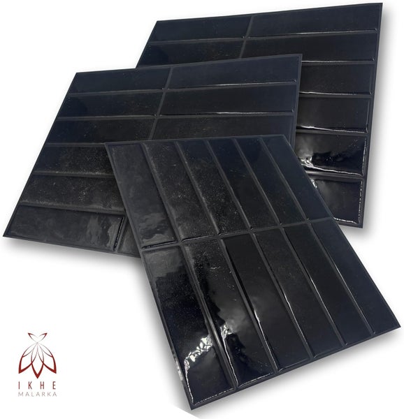 3D Wandpaneel aus Kunststoff in Steinoptik Schwarz – selbstklebend, wasserdicht, 23 × 29 cm (0,065 m²) – Modell YJC0262