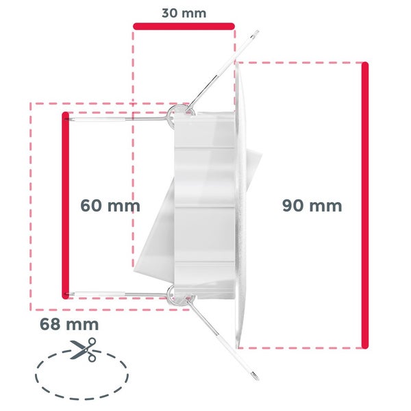 Einbauspot 68mm 6er Set - 230V, 4,9W, 480lm, LED, warmweiß, weiß