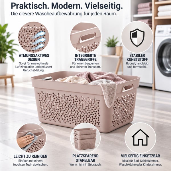 Plastard Wäschekorb 3er Set 20 Liter Pink aus Kunststoff