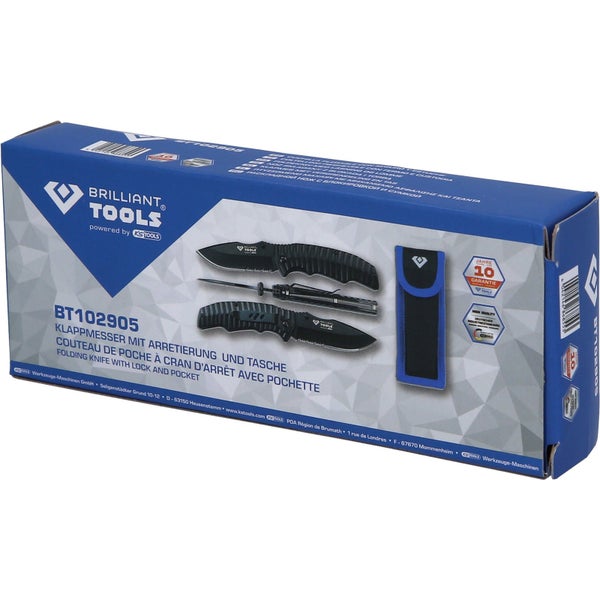 BRILLIANT TOOLS Klappmesser mit Arretierung  und Tasche - BT102905