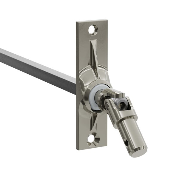 Geiger Gelenklager 45°- G005 | Grundplatte 22 x 85 mm | Kurbelzapfen 11,9 mm | 8 mm Vierkant - Länge 300 mm