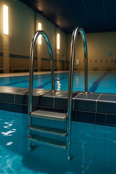 Schwimmbadleiter aus Metall im Schwimmbecken