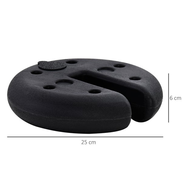 Outsunny 4 Stk. Pavillon Standfuß Gewicht Partyzelt Pavillongewicht befüllbar bis 5 kg HDPE-Kunststoff Schwarz Ø25 x 6 cm