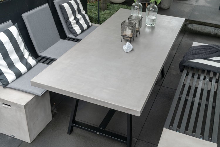 Novum Betonbank Gartenbank Akazienholz 200 cm