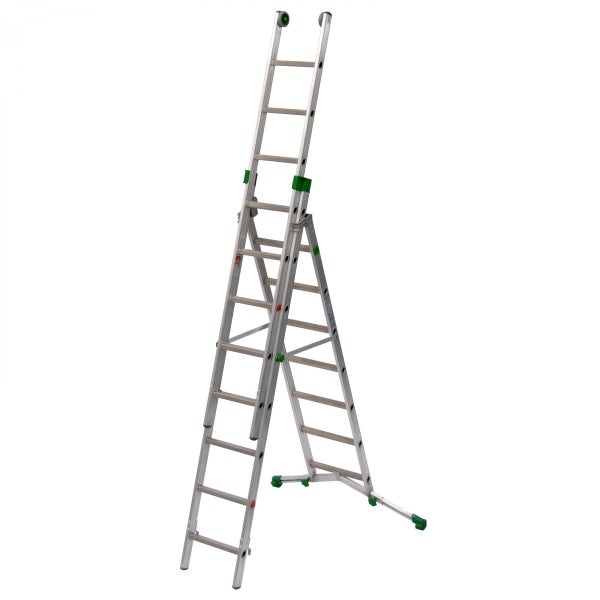 Mehrzweckleiter aus Aluminium in A-Form mit Ausziehfunktion