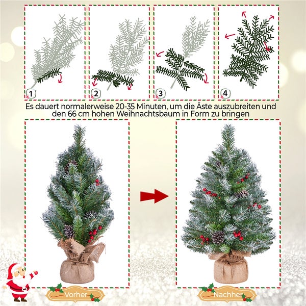 Anleitung zum Aufstellen eines sechundsechzig Zentimeter hohen Weihnachtsbaums
