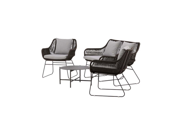 Davao Lounge-Set 4 Teile braun,dunkel grau. 70 X 70 X 40 cm