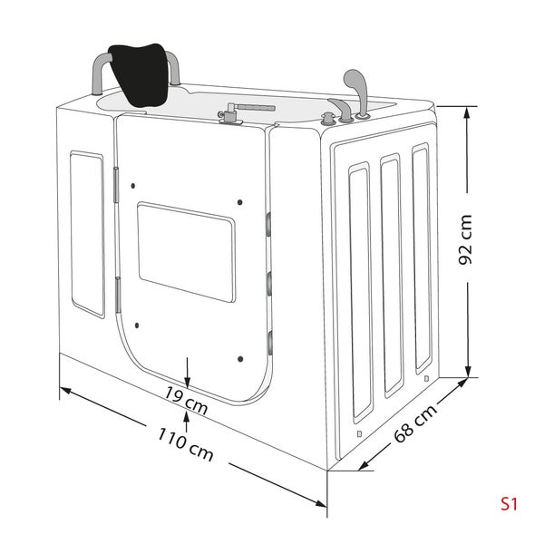 Sitzbadewanne Senioren Sitzwanne Tür S08-TH-A-L 68x110cm