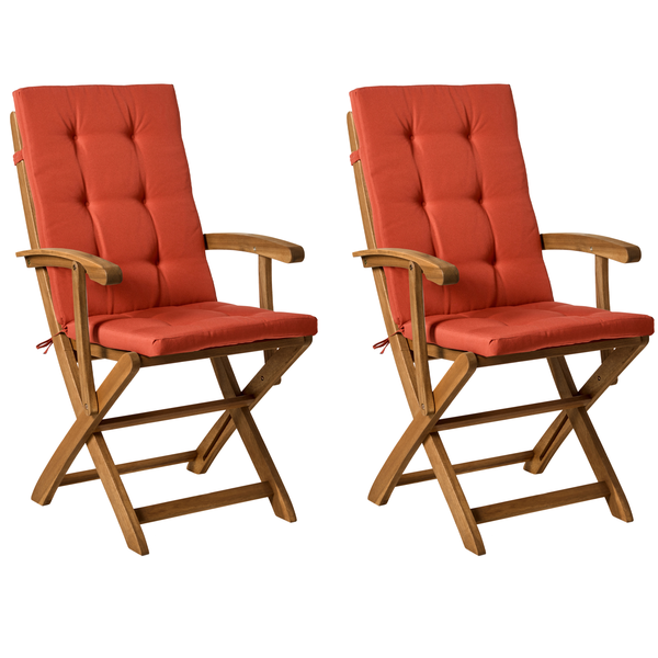 Set mit 2 Stühlen und Sitzkissen MAUI PREMIUM Akazienholz Rot
