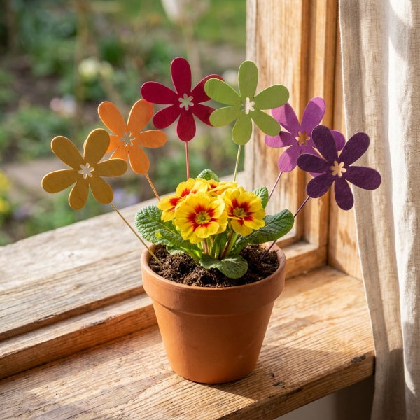Dekorblumen aus Holz mit Draht in Verpackung