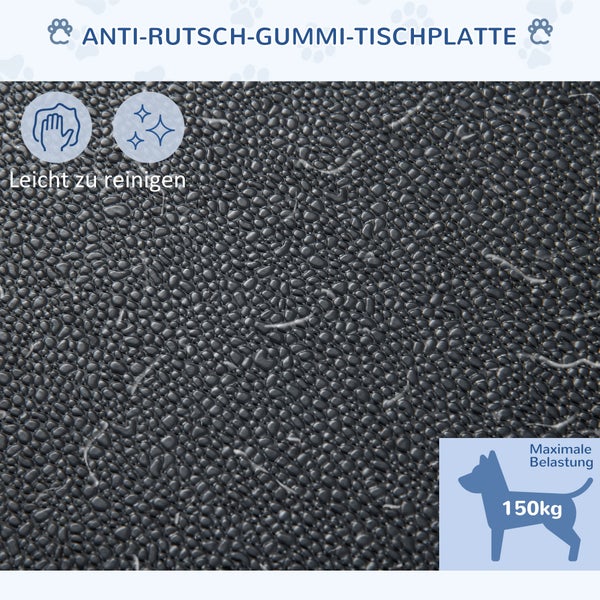 PawHut Haustier Trimmtisch, L91,5 x B61,5 x H76 cm, Gummi, Stahl, Schwarz
