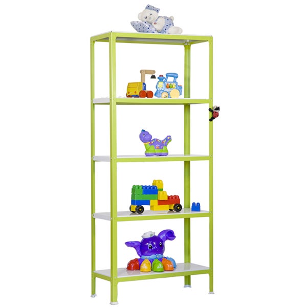 PROREGAL Wohnregal Living Koala Metal mit 5 Fachböden HxBxT 180 x 80 x 30 cm Fachlast 150 kg Grün/Weiß
