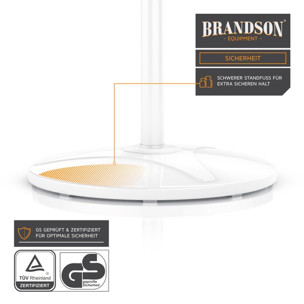 Brandson Standventilator mit 3 Leistungsstufen, 50 W Standlüfter leise, Ventilator höhenverstellbar, mobiler Lüfter, 30 Grad neigbar