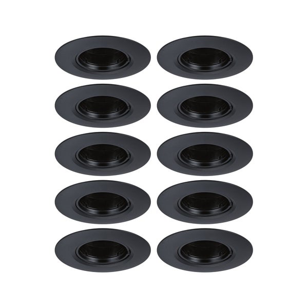 Einbauleuchte 10er-Set starr rund 90mm GU10 max. 10x10W 230V dimmbar Schwarz