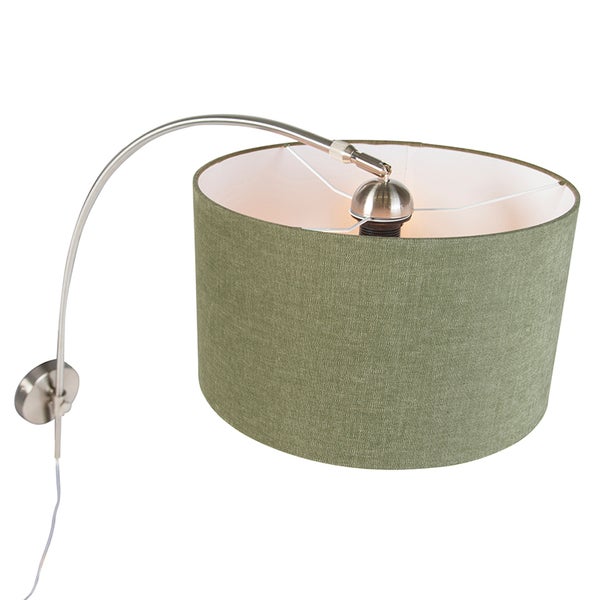 Wandleuchte mit Stoffschirm und gebogenem Metallarm