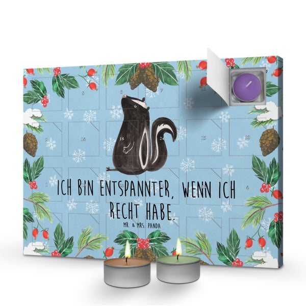 Mr. & Mrs. Panda Duftkerzen Adventskalender Stinktier Sitzen - Blau Pastell