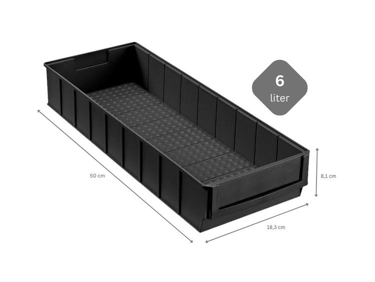 PROREGAL SuperSparSet 12x Leitfähige Indurstriebox 500 B HxBxT 8,1 x 18,3 x 50 cm 6 Liter ESD Sortimentskasten