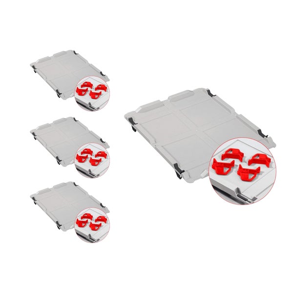 PROREGAL Spar Set 4x Eurobox Nextgen Economy Mit Auflagedeckel & 4x Schiebeschnappverschlüsse Rot Griffe Offen HxBxT 32 x 30 x 40 cm 30 Liter
