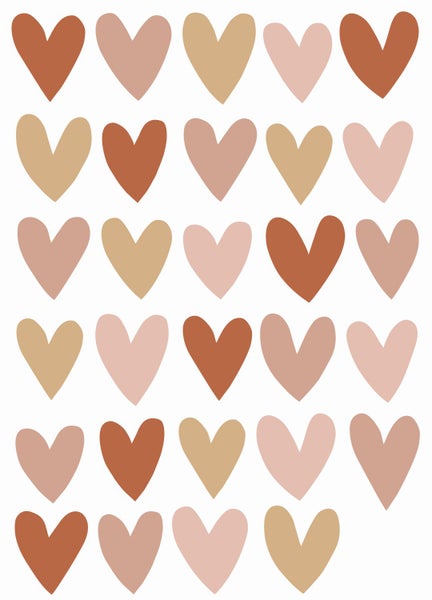 ESTAhome Wandtattoo Herzchen Terrakotta, Rosa und Beige - 47.5 x 66 cm - 156112