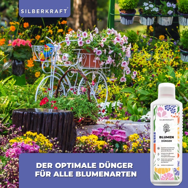 SILBERKRAFT Blumendünger – Mineralischer Flüssigdünger NPK – 1 Liter