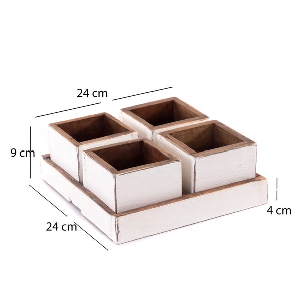 Kisten-Set Cubo 5-tlg.  Massivholz 06 weiß-landhaus