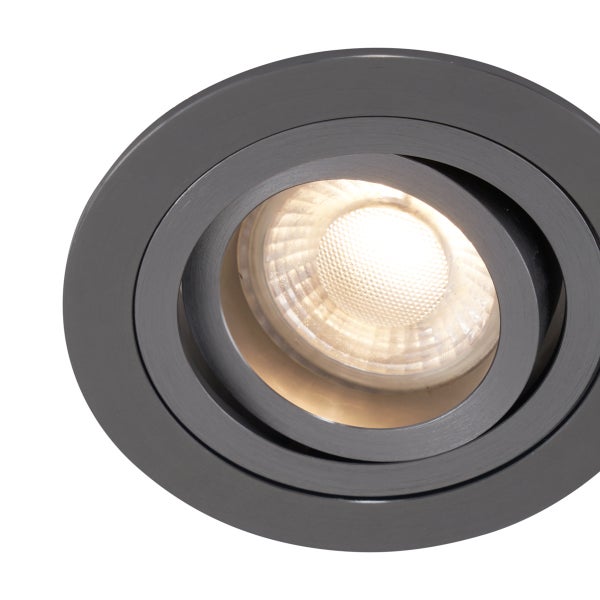 Schwenkbarer LED Einbaustrahler in Anthrazit, runde Form.